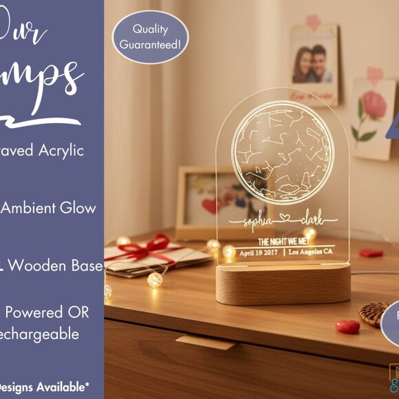 Personalized Star Map Night Light | Engagement, Anniversary & Valentine Gift - Picture 3 of 8